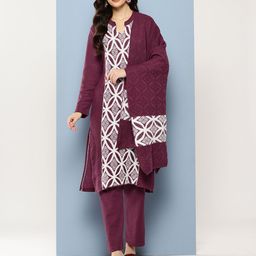Aarika Woven Design Pure Wool Kurta with Trousers & Dupatta-picture-34