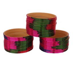 ZULKA Set of 48 Multicoloured Glossy Finished Metal Bangles-image-81