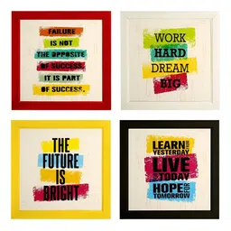 Indianara White & Yellow 4 Piece Canvas Other Wall Paintings-image-12