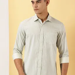 LEON Men Regular Fit Geometric Printed Spread Collar Cotton Casual Shirt-picture-15