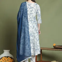 Merira Selection Of 2 Floral Printed Notch Neck A-Line Kurta With Trouser & Dupatta image 4