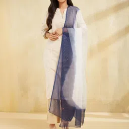 Fabindia Ombre Dyed Cotton Silk Dupatta With Sequinned-picture-7