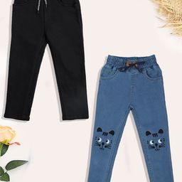 YK Boys Slim Fit High-Rise Light Fade Embroidered Jeans-image-75