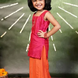 MIRALI Girls Floral Embroidered Kurti with Palazzo-13