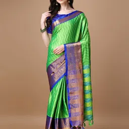 LeeliPeeri Designer Women Laheriya Printed Zari Silk Cotton Saree-picture-49