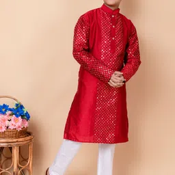 BAESD Boys Embroidered Regular Sequinned Kurta & Pyjamas image 4