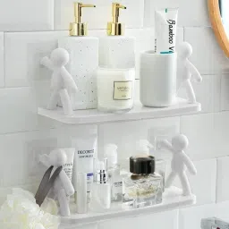 Pack of 2 Wall Hanging Bathroom Storage , Floating Wall Shelf 9.1433 Plastic Wall Shelf-image-63