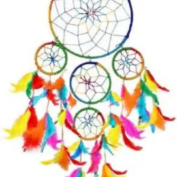 Dream Catcher Wall Hanging Wool 5 Rings Multicolor Feather, Wool Windchime-image-67