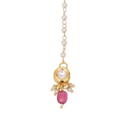 Ruby Raang Gold-Plated Kundan-Studded & Beaded Maang Tikka image 3