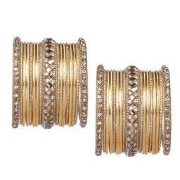 Peora Gold-Plated Set Of 2 Stone Studded Metal Chuda Bangle Set image 2