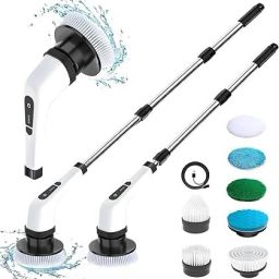 9 in 1 Electric Spin Scrubber,Cleaning Brush Scrubber for Home,Replaceable Heads Plastic Wet and Dry Brush-image-41