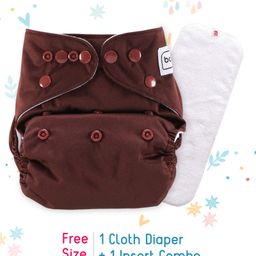 Babyhug Free Size Reusable Cloth Diaper With Insert - Brown-24