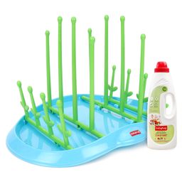 Babyhug Bottle Organizer Cum Drying Rack - Yellow & Liquid Cleanser - 1000 ml Combo Pack-24