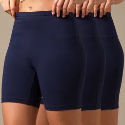 urban adventure Pack of 3 Solid Women Dark Blue Cycling Shorts-picture-9