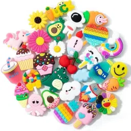 PALAY 30pcs Clog Slippers Charms Assorted Cartoon Clog Slipper Charms for Girls Rubber Metal Charm Set-image-6
