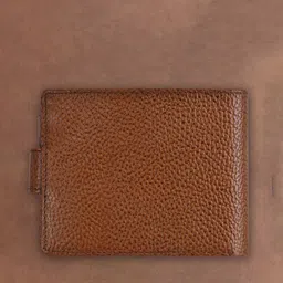 LOREM Men Tan & Black Textured Leather Two Fold Wallet with SIM Card Holder image 2