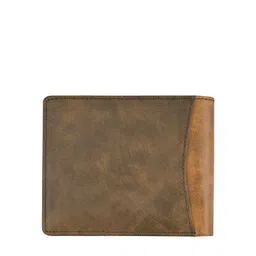 LOREM Men Brown & Olive Green Textured Two Fold Wallet with SIM Card Holder image 4