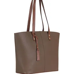 Mast & Harbour Beige Textured Zip Detail PU Structured Shoulder Bag image 2