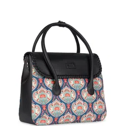 ZOUK Ethnic Motifs Printed Structured Jute Satchel Bag image 4