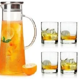 S1Store Water Juice glass jug set jug capacity 1300ml glass capacity 200 ml Jug Glass Set Jug Glass Set (glass) Jug Glass Set-image-2