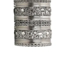 OOMPH Set Of 18 Silver Plated Elephant Design Bangles image 2
