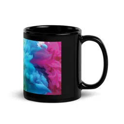 RISH Black & Green Printed Ceramic Glossy Microwave Safe Mug-325ml image 5