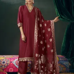 Embroidered, Embellished Kurta, Salwar & Dupatta Set-image-18