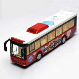 Metal Diecast Toy Bus London Long Bus Light Sound Pullback School Bus For Kids-4
