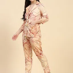 KALINI Abstract Printed Shoulder Straps Crop Top With Trousers & Blazer image 3