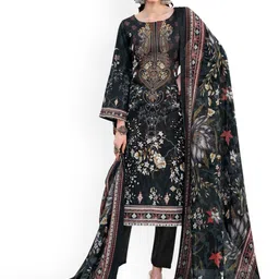 DRAVINAM Trends Floral Embroidered Thread Work Pure Cotton Unstitched Dress Material-image-98