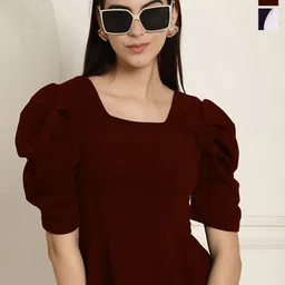 Metronaut Pack of 2 Women's Puff Sleeve Peplum Top-picture-15