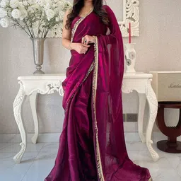 Kalista Women Embellished Solid Satin Saree-picture-21
