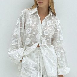 bebe Floral Embroidered Shirt With Short-picture-30