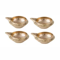 Samy Collectibles 4Pcs Beige Kuber Akhand Diyas-image-4