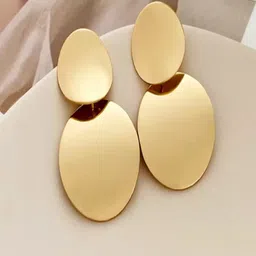 TEULRIP Gold-Plated Circular Shaped Drop Earrings-14