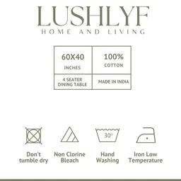 LUSHLYF Midnight Black & Green Floral Printed Cotton 4-Seater Table Cover-image-98