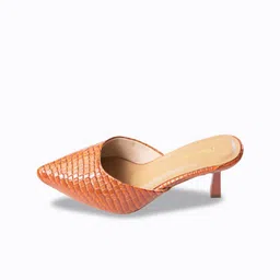 UrbanSway Women Textured PU Kitten Mules-3