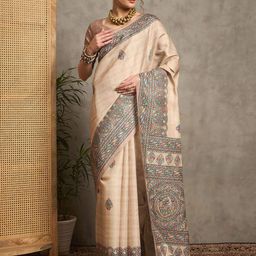 Anouk Ethnic Motifs Printed Tussar Saree-picture-58