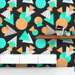 ArtzFolio Printed UV-Resistant Anti-Bacterial Abstract Triangles Circles Peel & Stick Wallpaper image 3