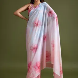 KALINI Floral Printed Pure Georgette Saree-picture-21