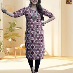 HERE&NOW Women Pack of 2 Ethnic Motifs Printed Daily Straight Kurtas-image-65