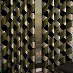 BELLA TRUE 152 cm (5 ft) Polyester Semi Transparent Window Curtain (Pack Of 2) (Floral, Green)-image-91