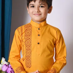 NFC CREATION Boys Ethnic Motifs Printed Regular Pure Cotton Kurta with Pyjamas image 5