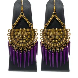 Weariton Purple Beaded Oxidised Earings-33
