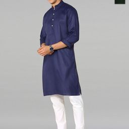 PulseIQ Men Solid Regular Straight Pure Cotton Kurta with Trousers-47