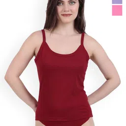 inner element Pack Of 3 Pure Cotton Round Neck Breathable Camisoles-image-26