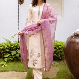 Indo Era Women Floral Embroidered Regular Thread Work Kurta with Trousers & With Dupatta-picture-55