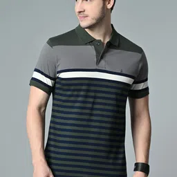 ARBOUR Men Striped Polo Collar Cotton T-shirt-picture-41