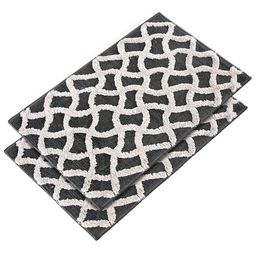 Kuber Industries 2Pcs Black & White Zig Zag Design Velvet Anti-Skid Doormats-picture-24