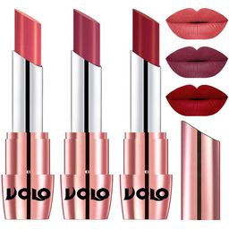 VOLO Set Of 3 Creme Matte Lipsticks - 3.5g Each - Red 637 -Dark Peach 638 - Rose Pink 643-20